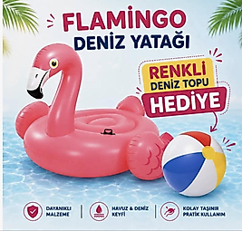intex Şişme Pembe Flamingo Deniz Yatağı – 178X135X97 cm | Tutma Kulplu Dev Havuz Oyuncağı ( Deniz Topu Hediyeli )