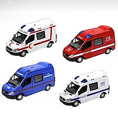 Vardem Kutulu Işıklı ve Sesli Çek Bırak Metal Ambulans, Polis, Jandarma, Itfaiye Araçları
